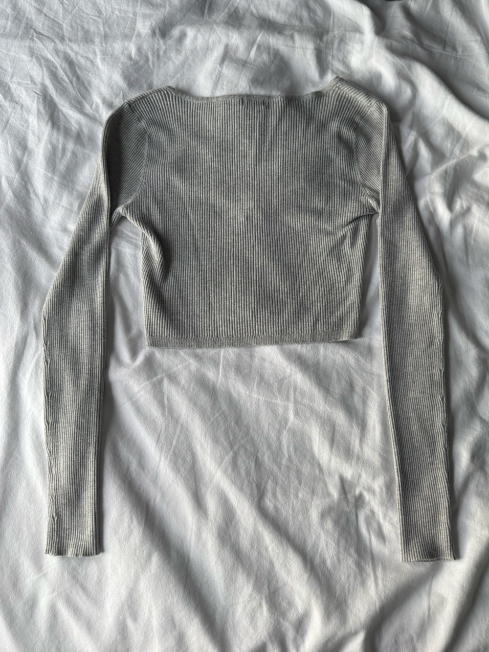 Garage Gray Ribbed Cropped Sweater Size Small - Picture 2 of 5